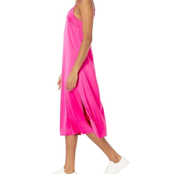 Pink Satin Slip Dress with Spaghetti Straps and V-Neckline, size small - Picture 3 of 6